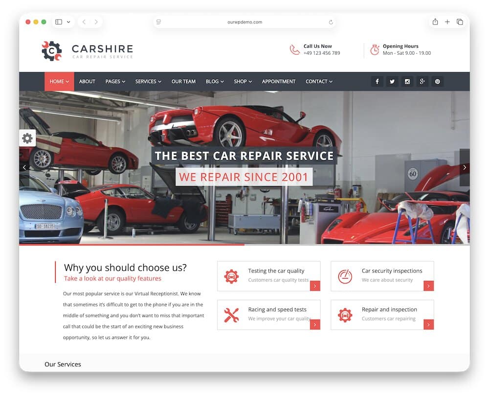 car shire auto glass wordpress theme