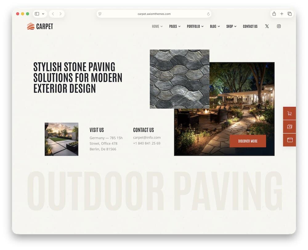carpet tiles and paving contractor wordpress theme