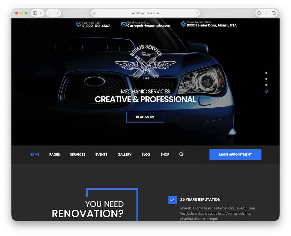 carrepair auto glass wordpress theme