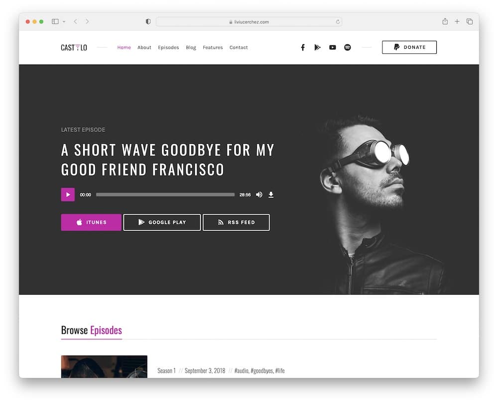 castilo audio podcast wordpress theme