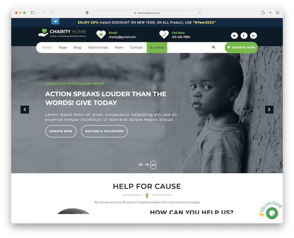 charity fundraiser free wordpress theme