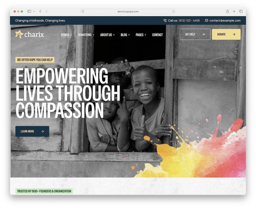 charix wordpress theme demo import and elementor integration