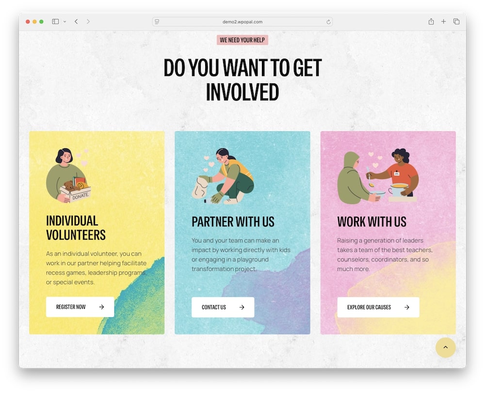 charix wordpress theme volunteer and event management