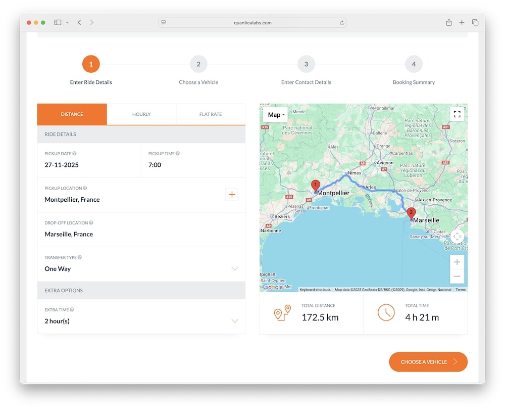 chauffeur booking system smart route preview