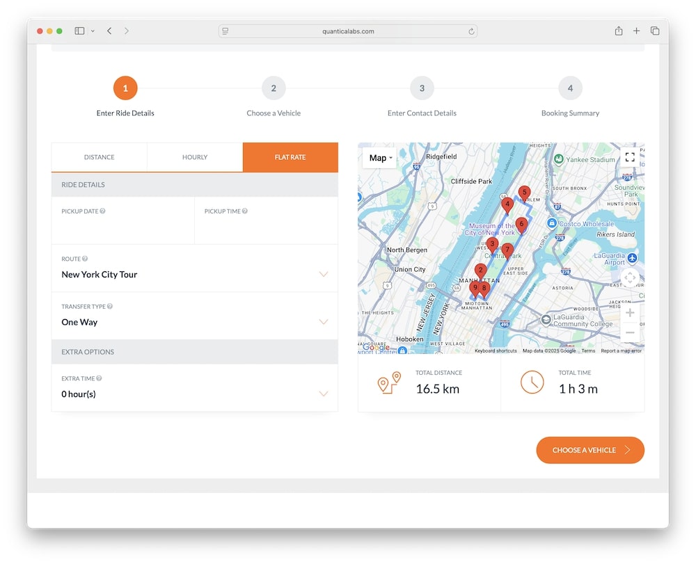 chauffeur booking system three service types