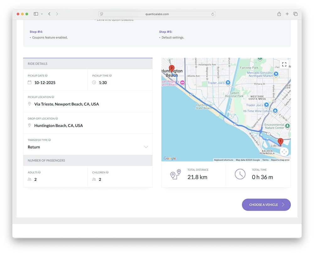 chauffeur booking system unlimited booking forms