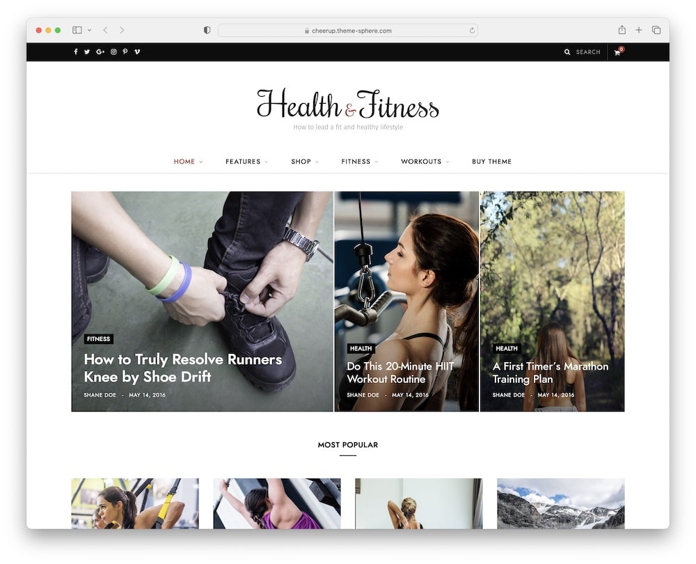 cheerup fitness blog wordpress theme