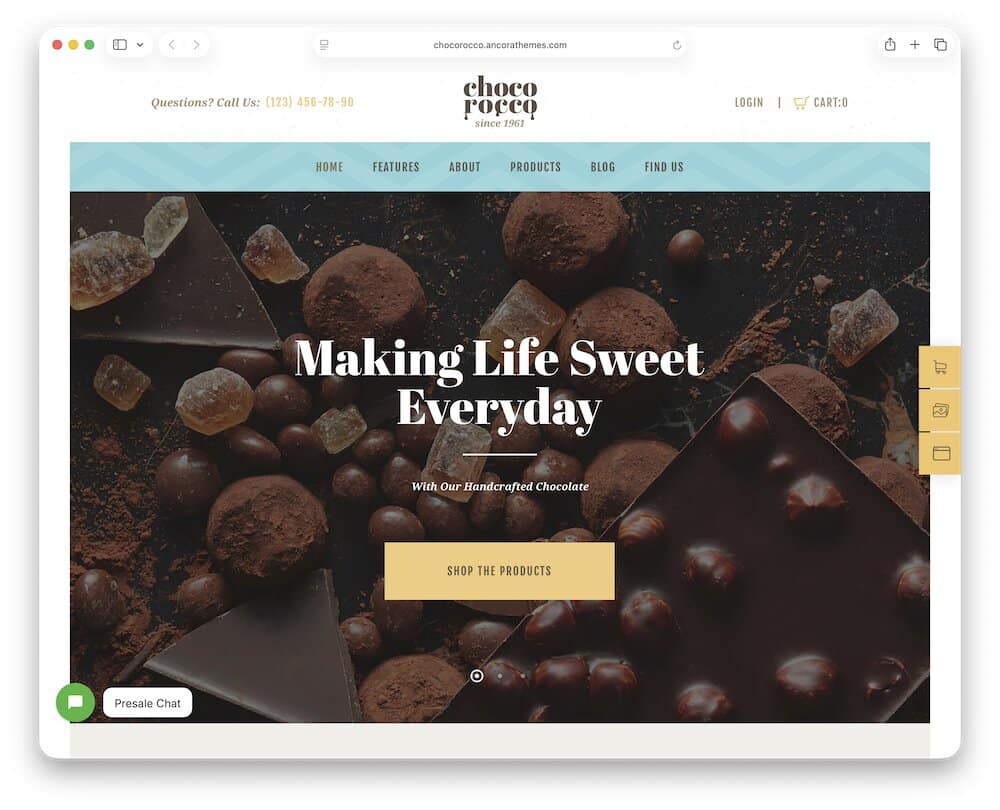 chocorocco chocolate shop wordpress theme
