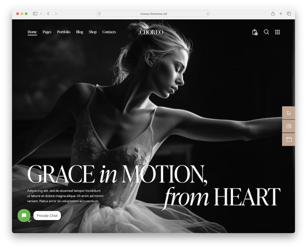 choreo wordpress theme predefined demos