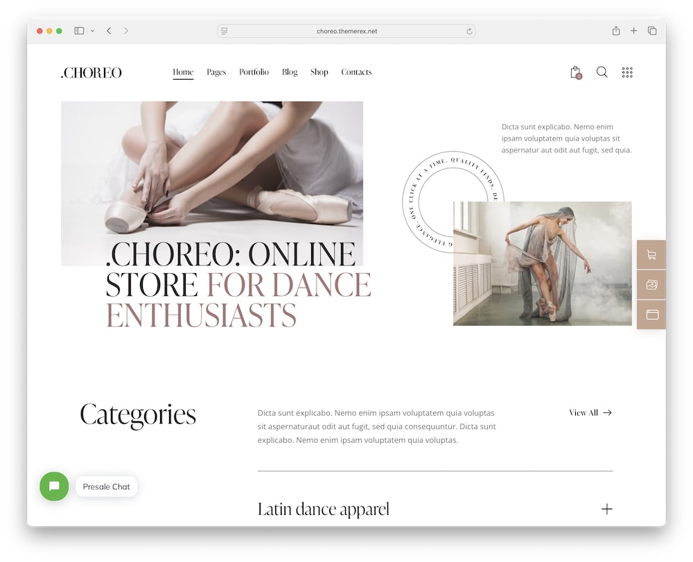 choreo wordpress theme woocommerce ready