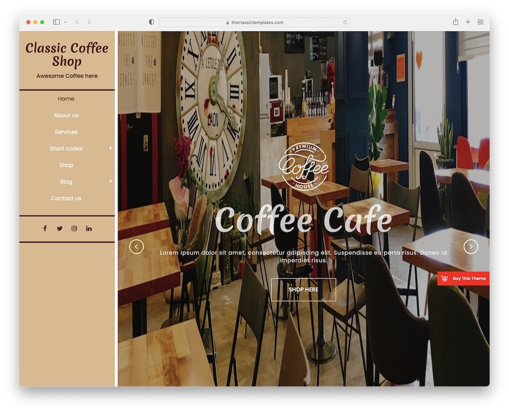 classic coffee shop free bakery theme