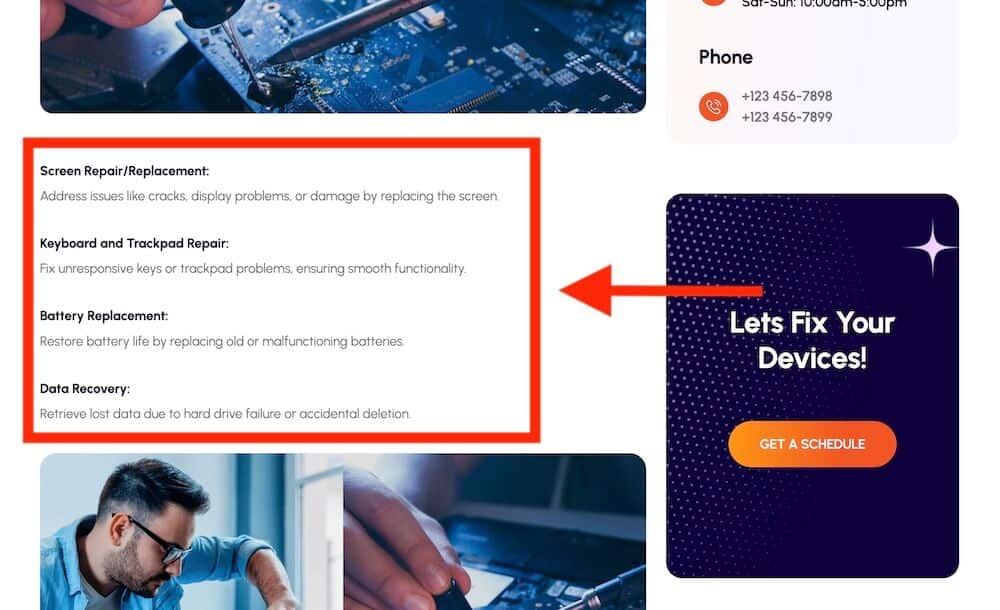 clear mobile device and repair service pages