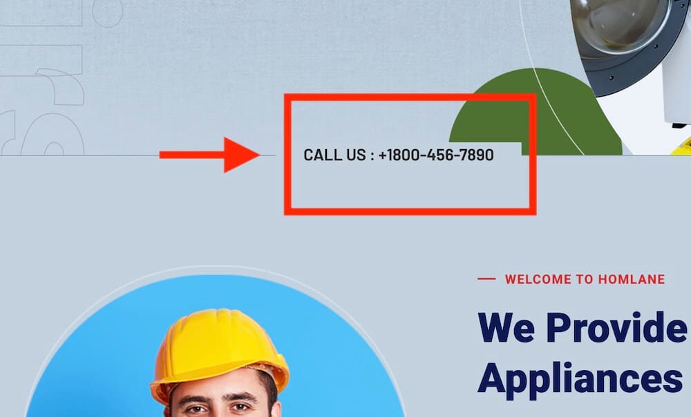 clickable phone number on a appliance repair wordpress theme