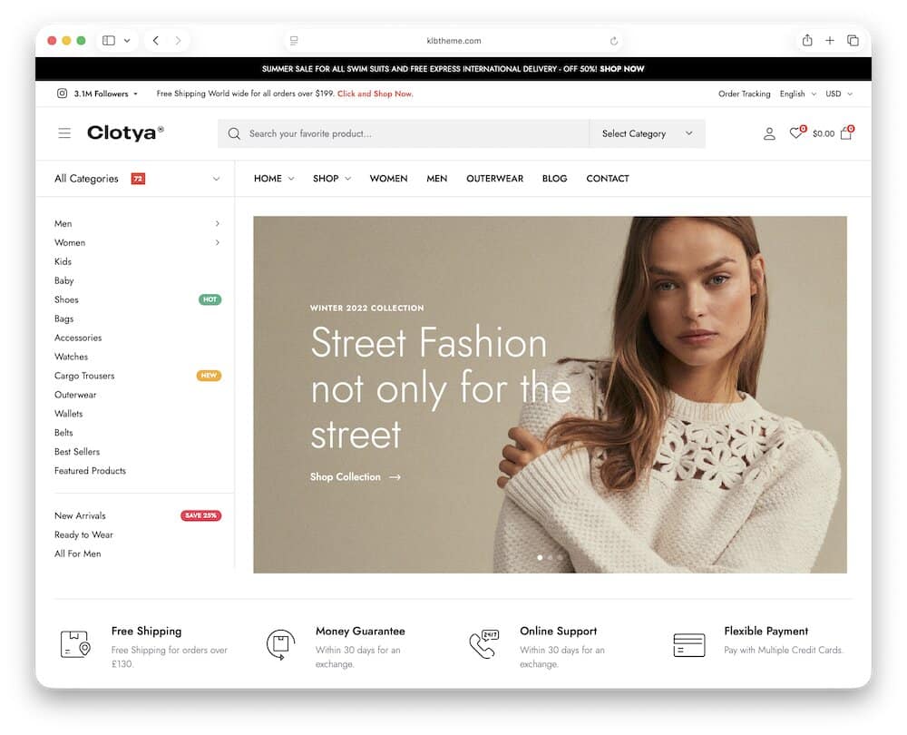 clotya shoe store wordpress theme