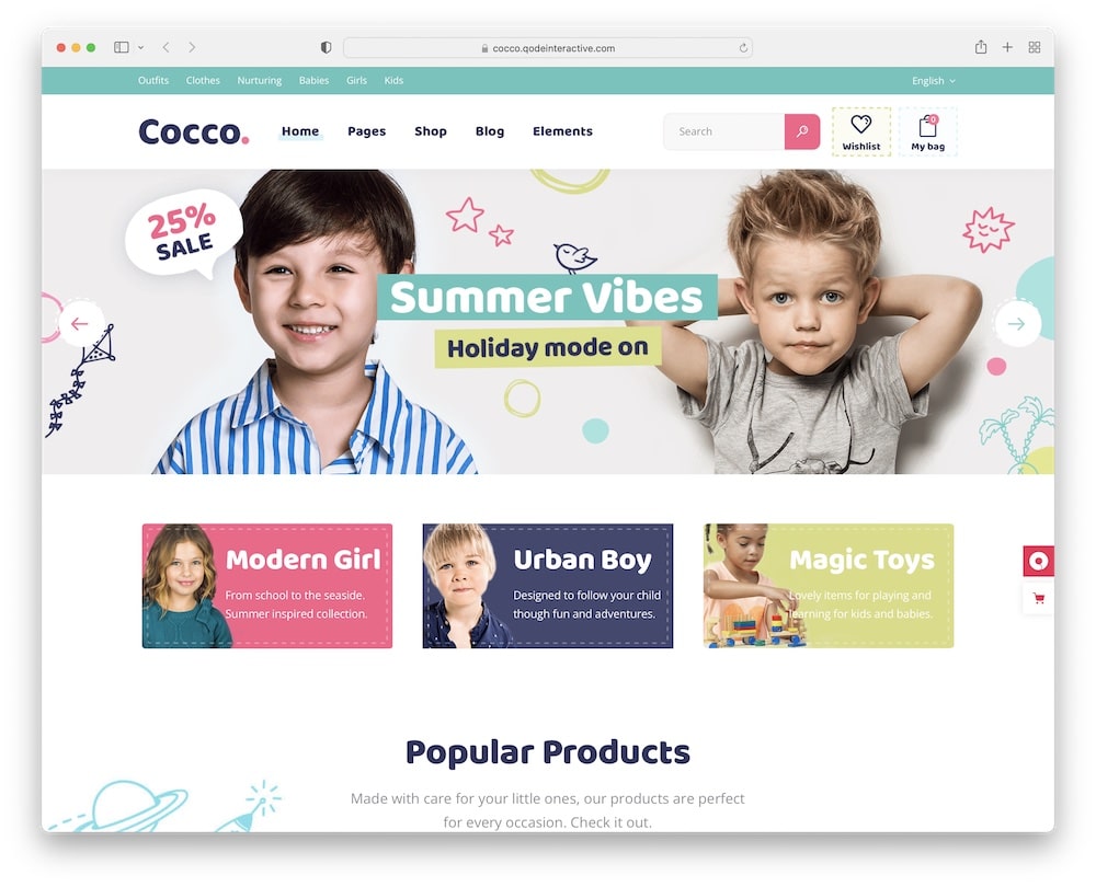 cocco wordpress baby shop theme