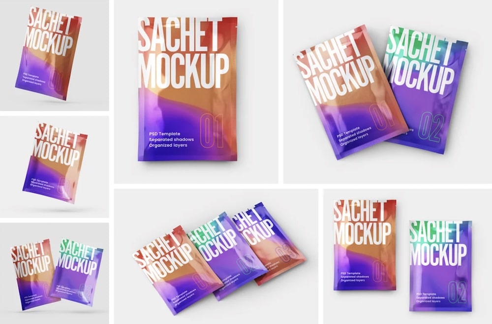 coffee sachet mockup psd set