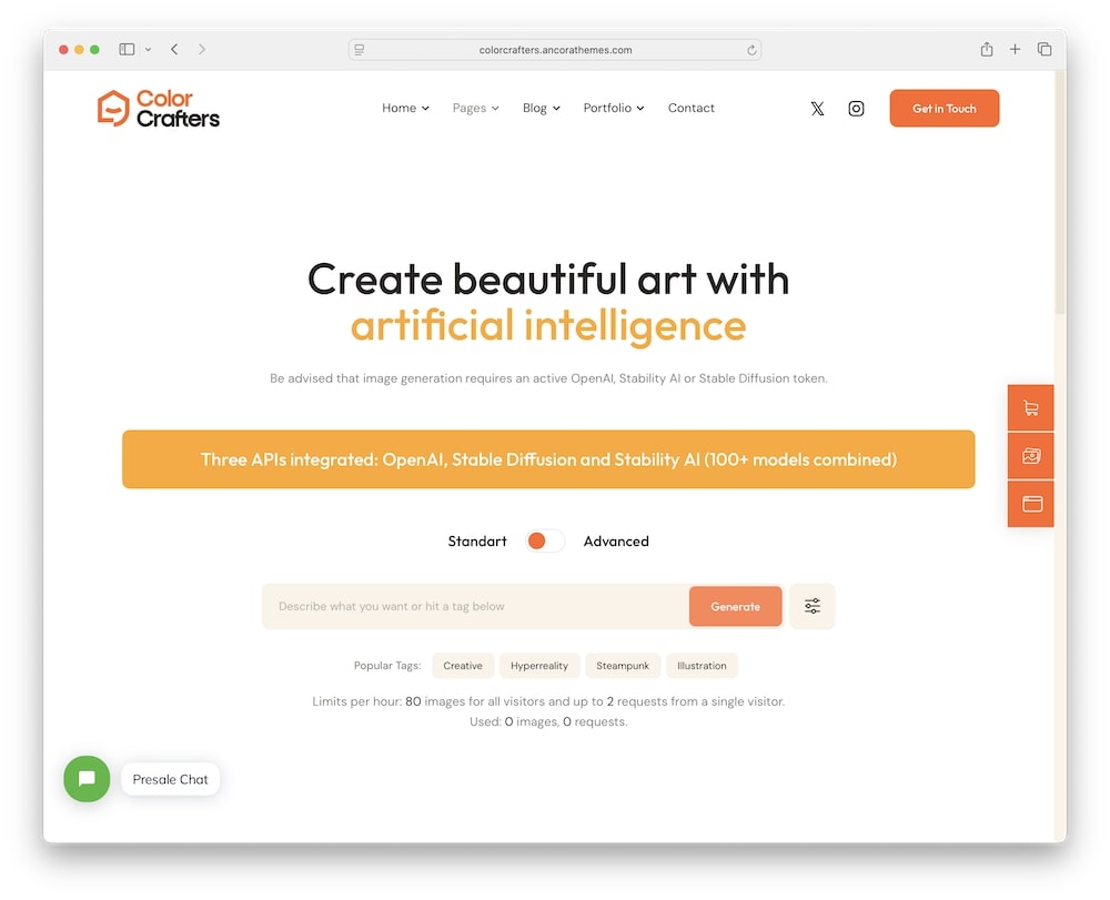 colorcrafters wordpress theme built in ai features