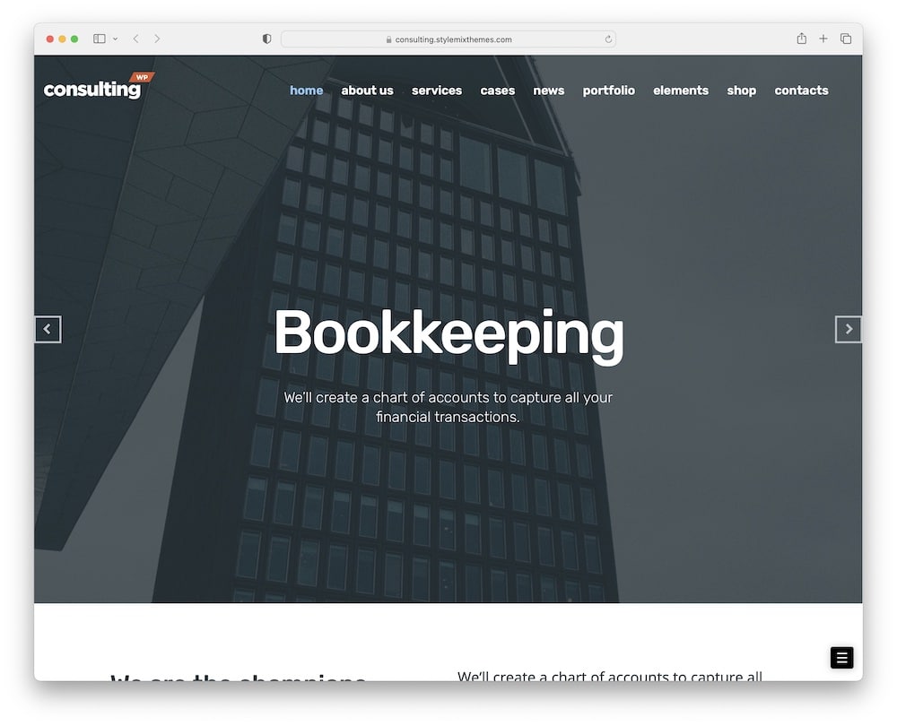 consulting business accounting wordpress theme