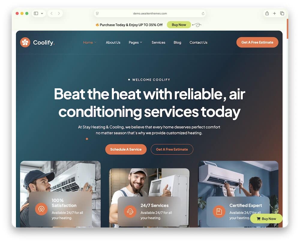 coolify hvac wordpress theme