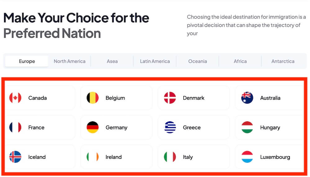 country and destination pages