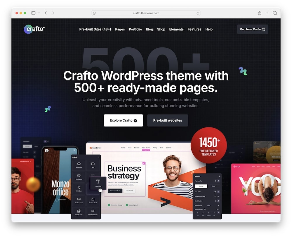 crafto wordpress theme pre built demo websites