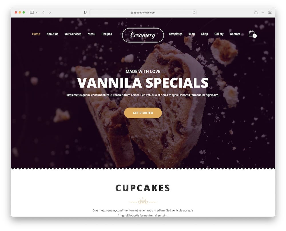 creamery lite free wordpress bakery theme