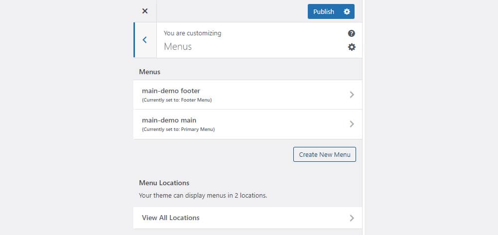 create new menu with wordpress customizer