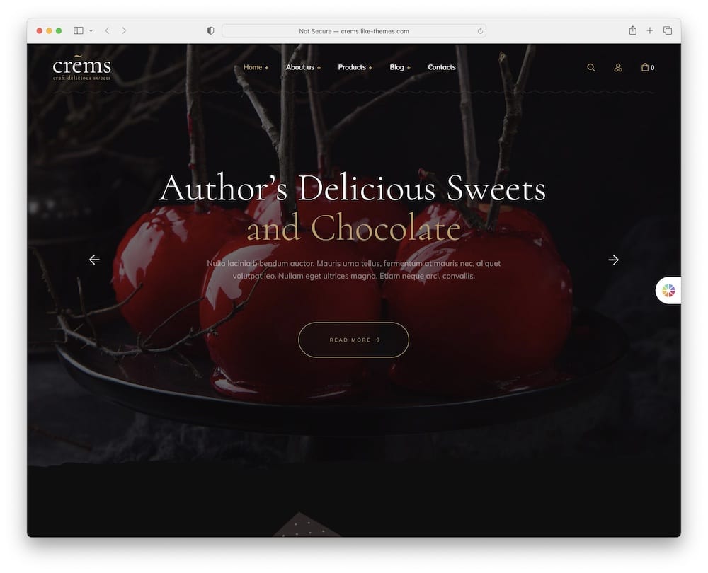 crems candy store wordpress theme