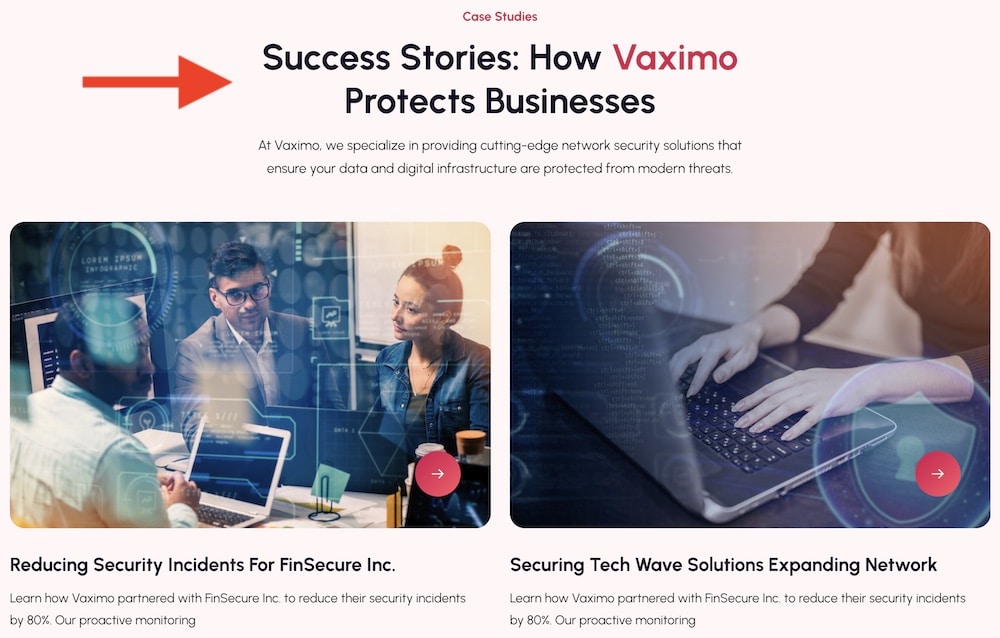 cybersecurity case studies on the website