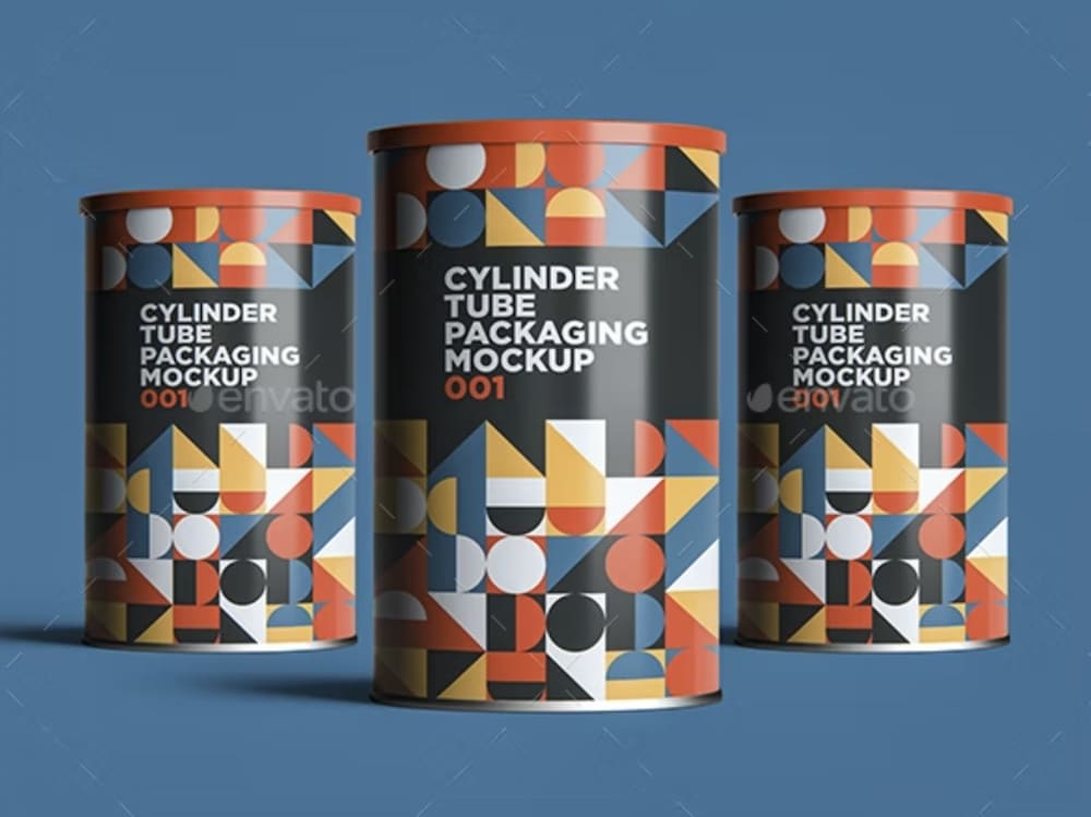 cylinder tube packaging mockup