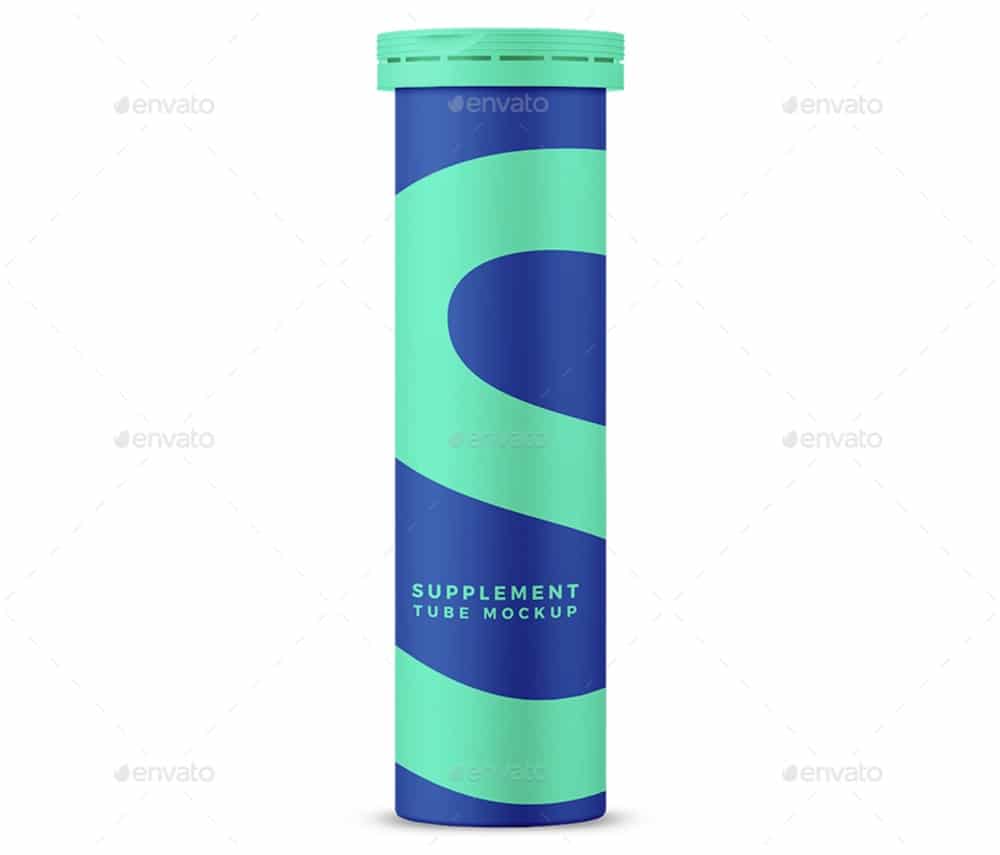 cylindrical supplement tube mockup