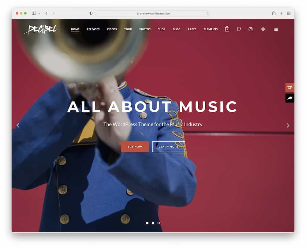 decibel wordpress music band theme