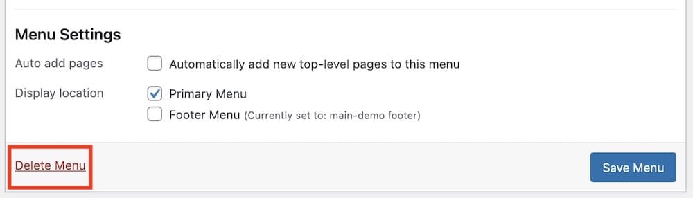 delete wordpress menu