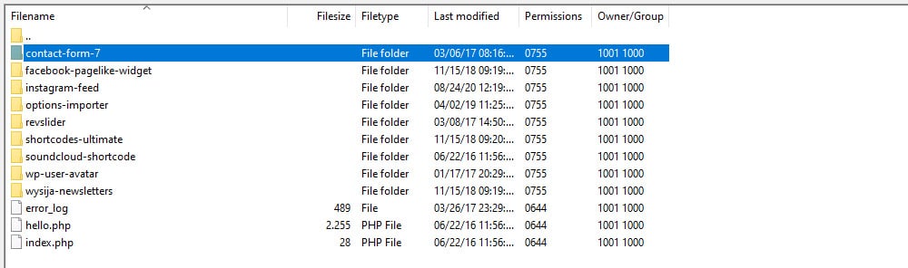 delete wordpress plugin with ftp