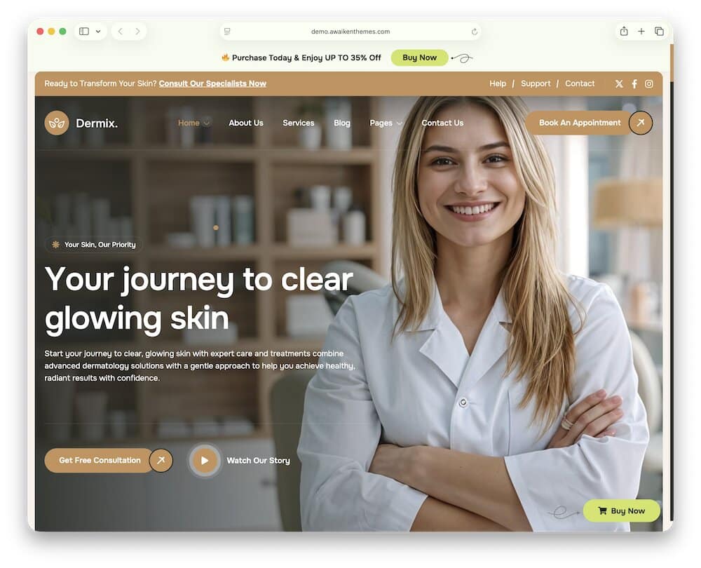dermix dermatology wordpress theme