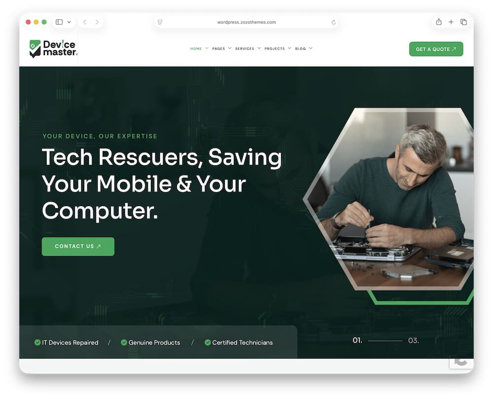 devicemaster wordpress mobile repair theme