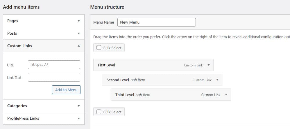 drag and drop third level items to the position