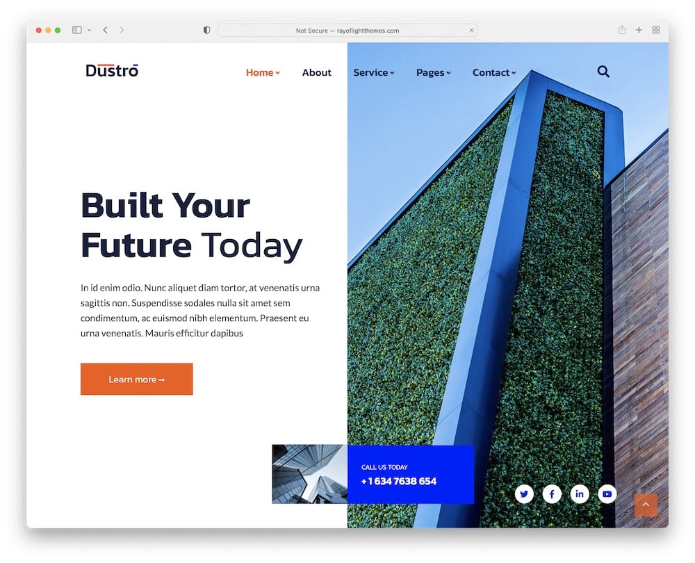 dustro construction company wordpress theme