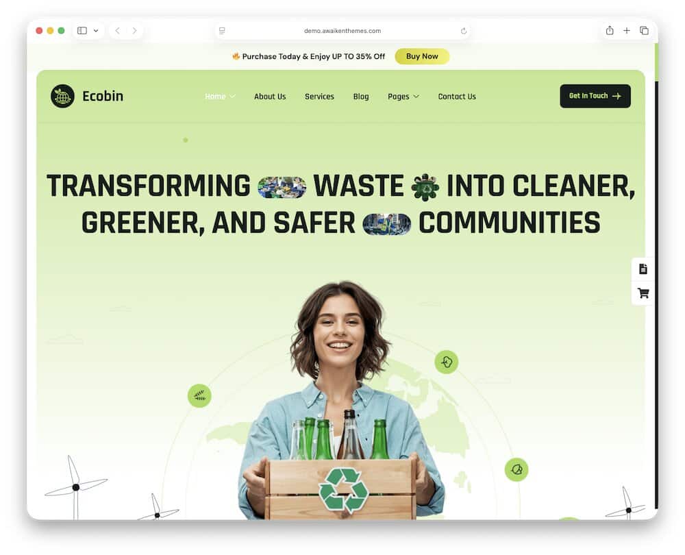 ecobin recycling wordpress theme