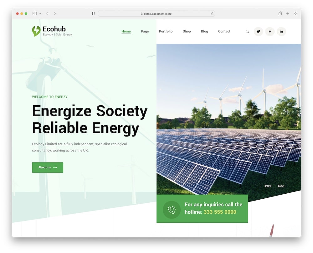 ecohub wordpress solar energy theme