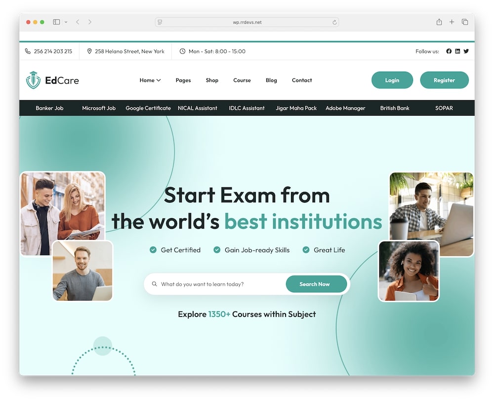 edcare wordpress theme test