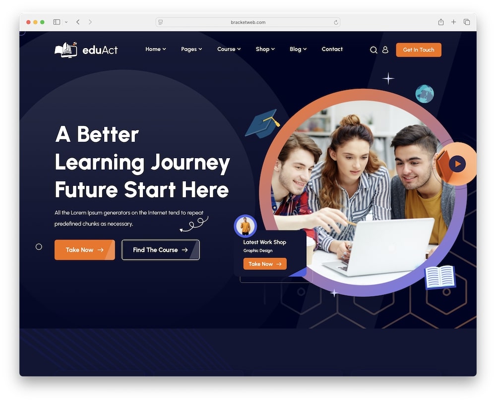 eduact wordpress theme dark mode