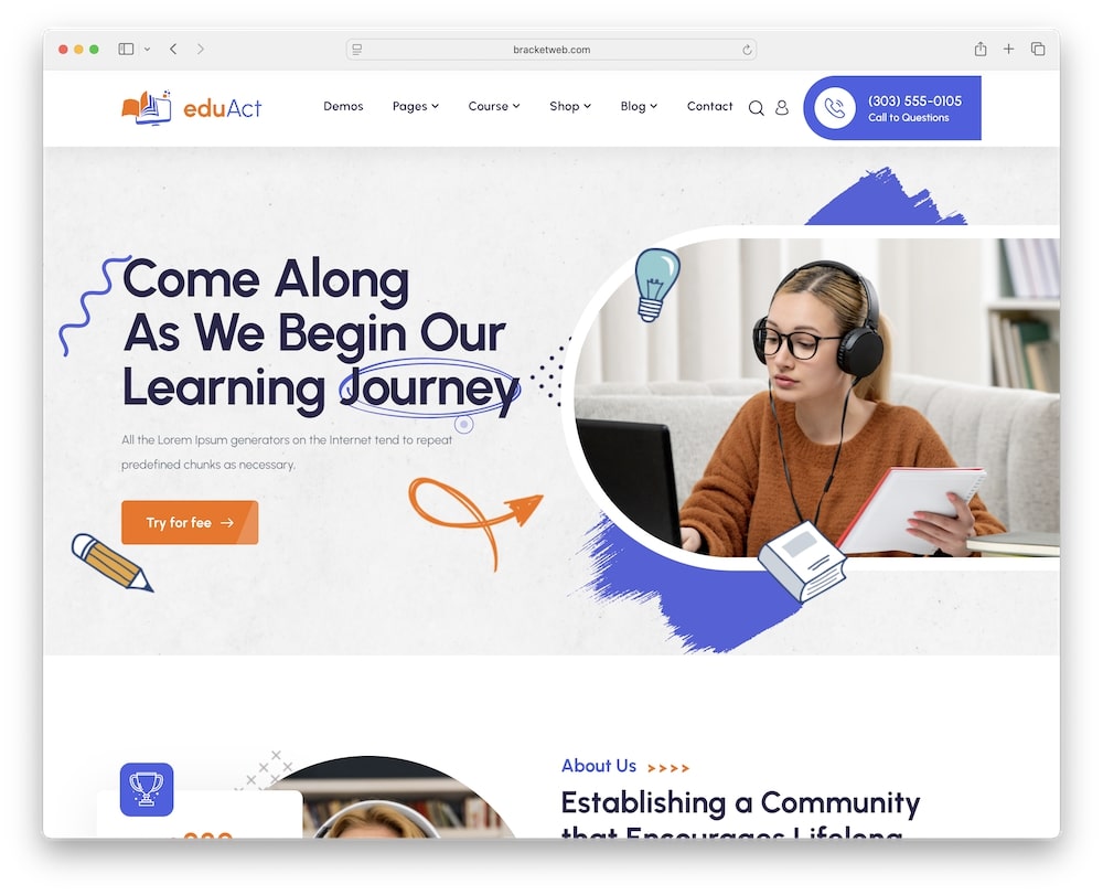 eduact wordpress theme for education and courses