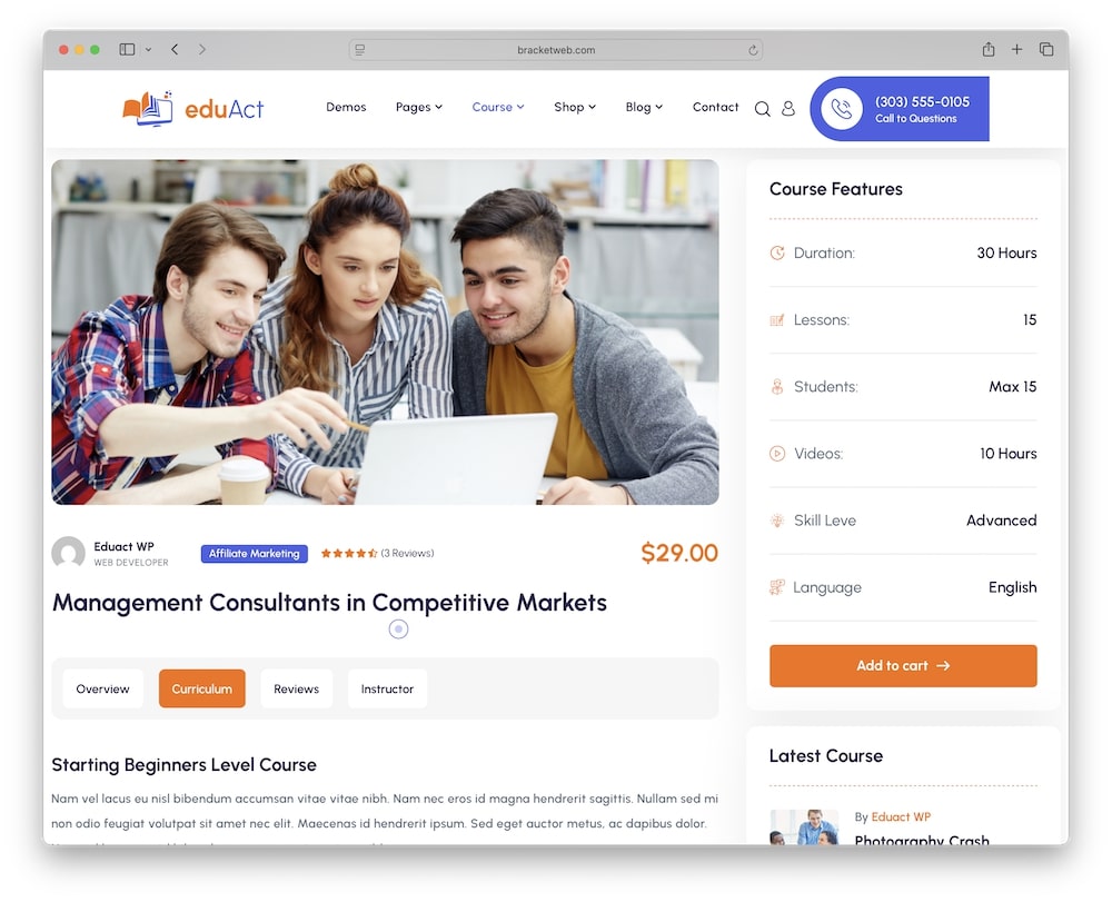 eduact wordpress theme zoom and lms integration
