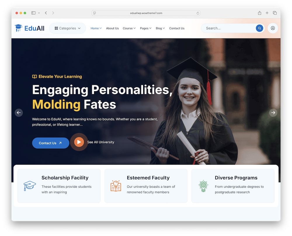 eduall wordpress theme for lms online courses education