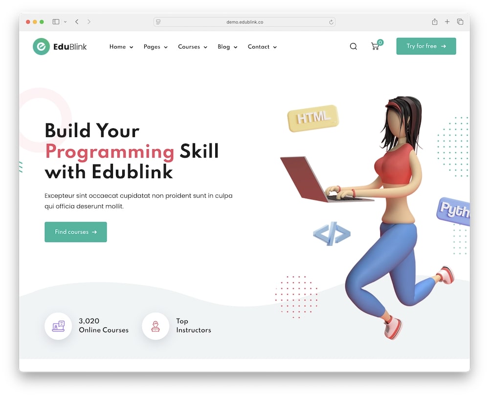 edublink wordpress theme for eduction and online courses