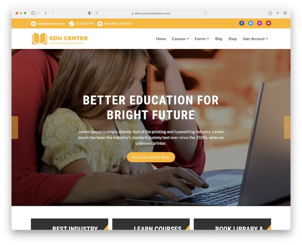 educenter free wordpress school theme