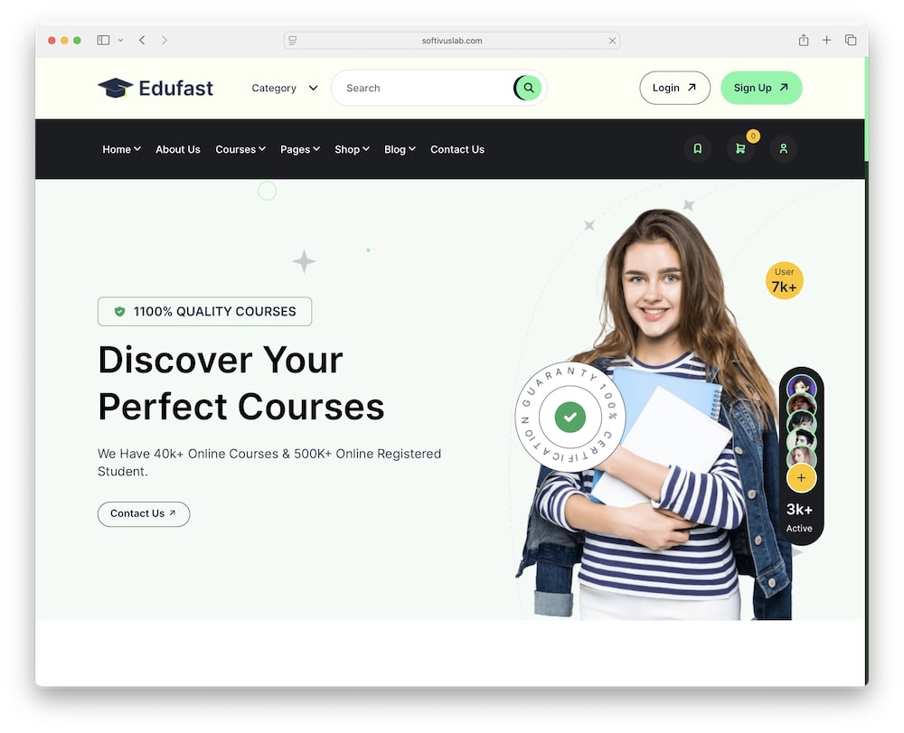 edufast wordpress theme for education and online courses