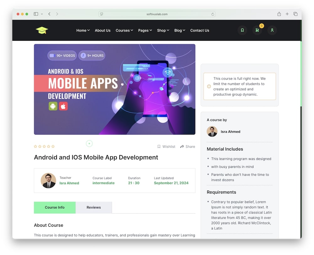 edufast wordpress theme tutor lms compatibility