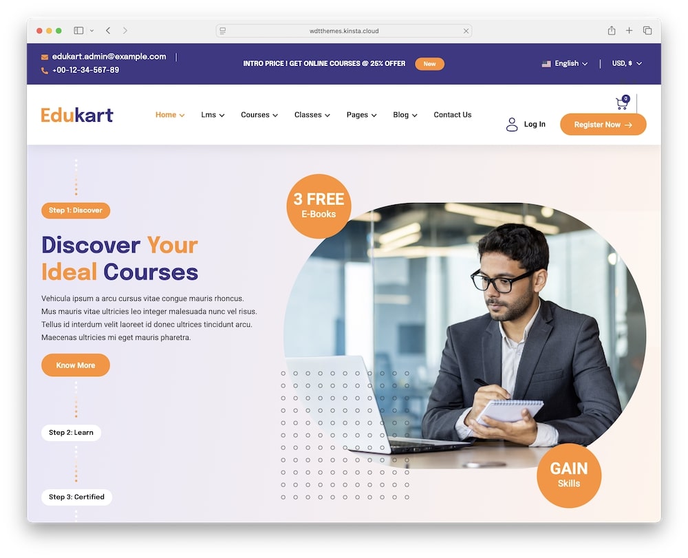 edukart wordpress theme demos